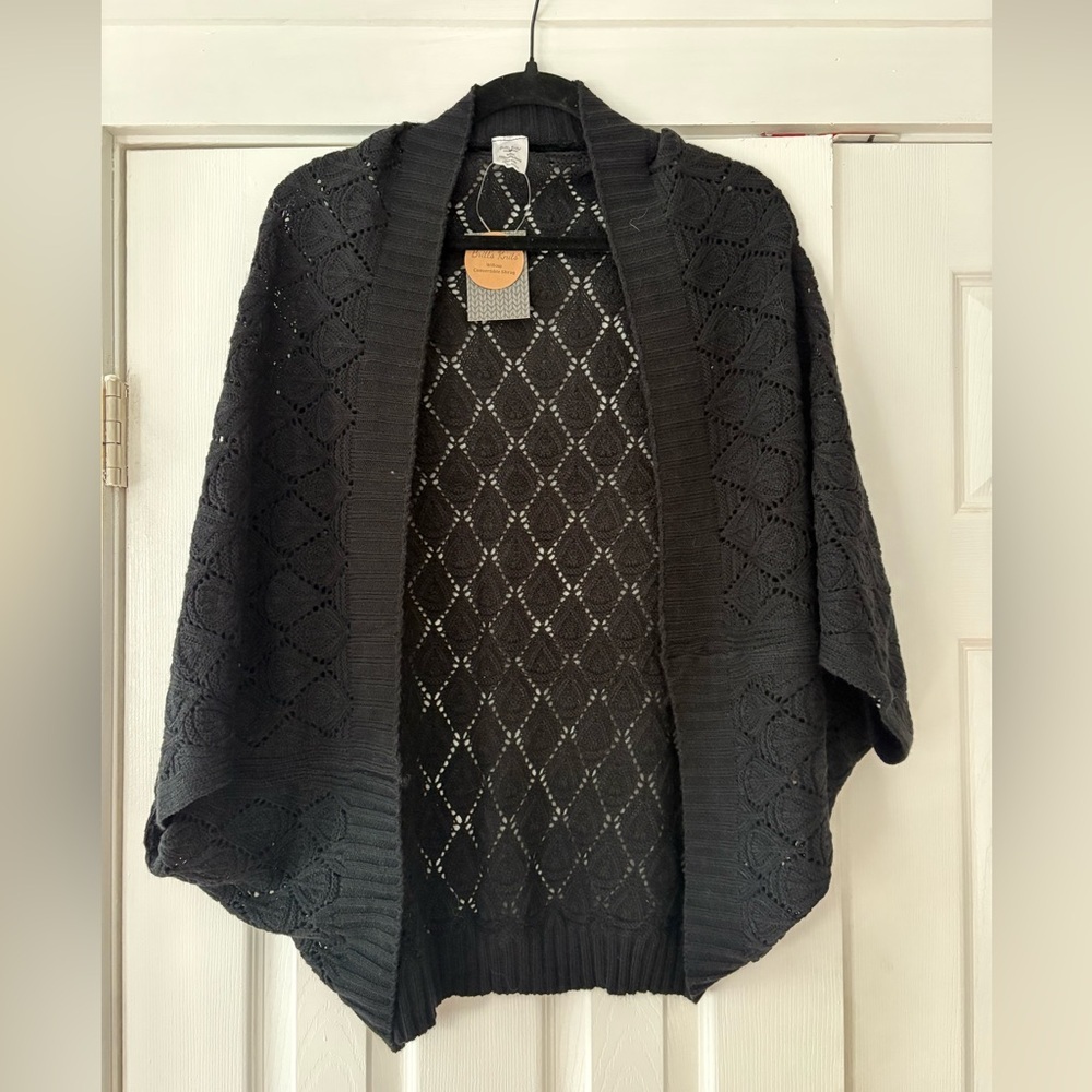 Britt’s‎ Knits Elegant Black Open-Front Women's Sweater O/S EUC